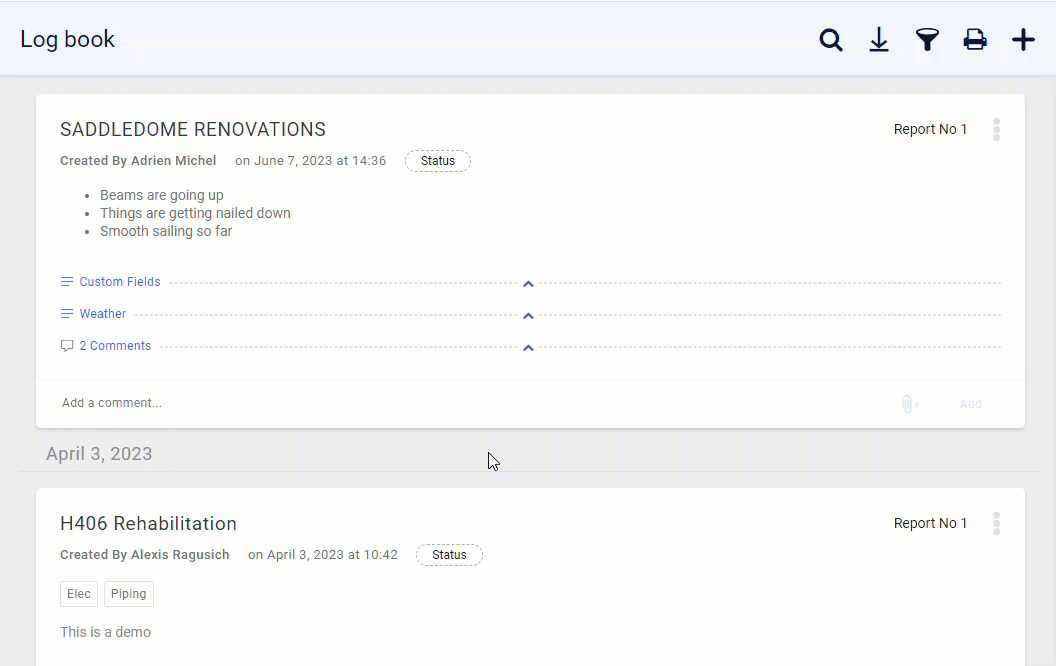 Comment on a log book note – Aidi